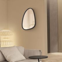 Espejo de pared Grottole en forma de huevo con marco mdf 62 x 50 cm - Negro mate [en.casa]