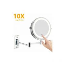 Ulisem - Espejo de Maquillaje led, 1x/10 Montado en la Pared, Doble Cara, Espejo de Maquillaje Giratorio de 360°, Espejo de Tocador Plegable, Espejo