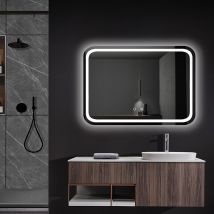 Ledimex - Espejo led baño cuadrado con canto redondeado retroiluminado omega 70x80 - cristaled