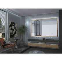 Mice Collection - Miroir avec lumière led pour salle de bain, chambre rétroéclairé avec verre superposé au cadre, double capteur marche/arrêt,