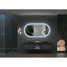 Mice Collection - Miroir lumineux avec miroir grossissant x3 intégré adapté pour salle de bain, dressing, régulation d'intensité, anti-buée avec