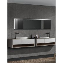 Mice Collection - Miroir rectangulaire, éclairage avant triled (chaud, neutre et froid) avec capteur unique marche/arrêt et anti-buée 40 x 160 cm
