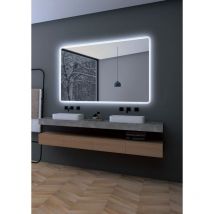 Mice Collection - Miroir avec lumière led aux bords arrondis, contour sablé lumière froide, double capteur antibuée - Miroirs pour salle de bain,