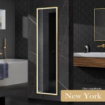 Espejo Led Rectangular Frontal Oro cepillado Nueva York Para Baños Modernos - LEDIMEX