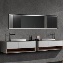 Ledimex - Espejo Led Rectangular Frontal Negro Nueva York Para Baños Modernos