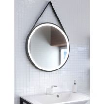 A&s - Espejo luminoso como Led Eleganza m Pulsera de cuero negro Diam. 75 cm