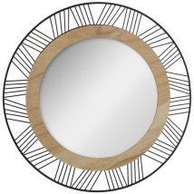 Espejo redondo de metal y madera Ø45,5cm
