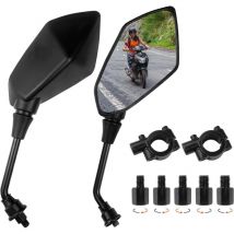 Longziming - Espejos retrovisores universales para manillar de motocicleta, ajustables 360°, con pernos M8 y M10, compatibles con scooters,