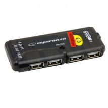 Esperanza USB 2.0 Hub mit 4 Anschlüssen – Ideal für Desktop und Laptop – Treiberfrei – Kompakt und benutzerfreundlich