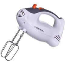 ESPERANZA Handmixer 250W – 5 Geschwindigkeitsmodi – Edelstahl-Schneebesen und Knethaken – ergonomischer Griff – Weiß