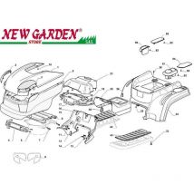 Esploso carrozzeria 84cm XDC140 trattorino rasaerba Castelgarden 2002-13 ricambi 4 supporto cofano
