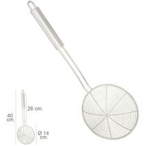 Oryx - Ecumoire fil inox ø 14 cm. Manche rond 26 cm.