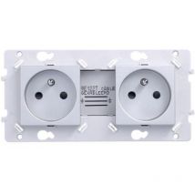 Prise 2 postes - Double - 2P+T - Essensya Hager Titane - WE122T