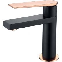 Essebagno - Allure mezclador bajo de lavabo en negro y oro rosa