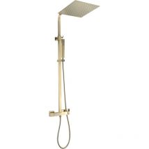 Square ii Columna de ducha cuadrada en oro cepillado con mezclador mecánico - Essebagno