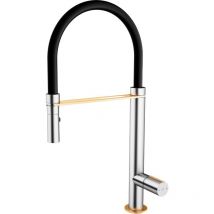 Exil mezclador monomando de lavabo satinado y oro rosa con teleducha - Essebagno