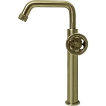 Indus Grifo de lavabo alto oro cepillado - Essebagno