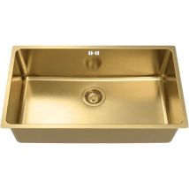Essebagno Inoxa Spüle 1 Großes Becken Allein 76x44 Aus Gebürstetem Goldfarbenem Edelstahl