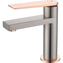 Essebagno - Mitigeur lavabo bas Allure façon inox et or rose