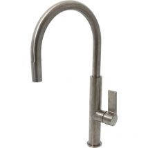 Essebagno Mischbatterie Reflet – Edelstahloptik – 42,1 cm Höhe – 21,1 cm Breite – Keramikscheibenpatrone – 5 Jahre Garantie