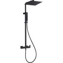 Square ii Colonna doccia quadrata nera con miscelatore meccanico - Essebagno