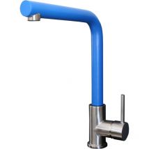 Esseloki Spültischmischer in Edelstahloptik mit blauem Auslauf - Essebagno