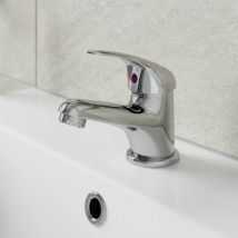 Aquari - Bathroom Mono Bathroom Sink Mixer Tap Basin Brass Curved Single Lever Chrome - Silver
