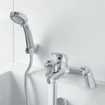 Aquari - Modern Bathroom Bath Shower Mixer Tap Single Spray Handset Chrome Single Lever - Silver