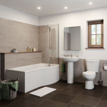 Essentials - p Bathroom Suite with Right Hand Bath