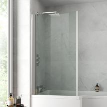 Essentials - Bathroom 800mm Square l Shape Over Bath Shower Screen with 160mm Return Chrome
