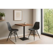 SAM - Essgruppe Bistrotisch Baumkante massiv 60 x 60 cm Akazie nussbaum schwarz Säulengestell ines