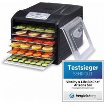 Essiccatore Biochef Arizona Sol a 6 ripiani - Porta trasparente, ripiani acciaio inox, sistema di essiccazione orizzontale, bpa Free e Enzyme