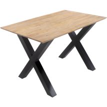 Esstisch 140x80cm Akazie Massiv Eichenfarben Schweizer Kante X-gestell Schwarz Dean