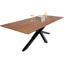 Esstisch 160 x 85 cm Akazie massiv nussbaumfarben Schweizer Kante Spider-Gestell ABBY