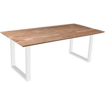 Esstisch 200x100 cm Akazie massiv eichenfarben schweizer Kante U-Gestell weiß dean