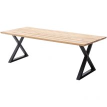 Lomadox - Esstisch 220x100 cm mit Schweizer Kante, X-Gestell, Eiche massiv geölt, PARACATU-06
