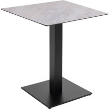 Esstisch 70 x 70 cm mit beigem Marmorbelag