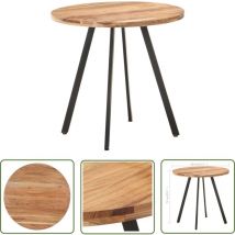 Longziming - The Living Store Esstisch 80 cm Massivholz Akazie - Holz Esstisch - Esszimmertisch - Industrieller Stil - Akazienholz - Massivttisch
