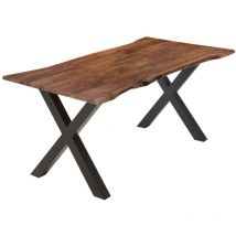 Esstisch Akazie nussbaumfarben 120 x 80 cm X-Gestell schwarz yvonne
