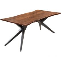 Esstisch Baumkante Akazie nussbaumfarben 180 x 90 cm Airloft-Metallgestell schwarz CONNI