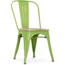 Esszimmerstuhl - Industriedesign - Stahl und Holz - Neuauflage - Stylix Light green