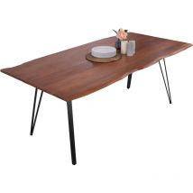 Esstisch Baumkante 180 X 90 Cm Akazie Massiv Nussbaumfarben Metallgestell Schwarz Celia