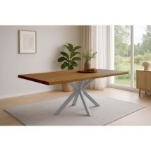 Esstisch Baumkante Akazie honigfarben 180 x 90 cm Spider-Gestell silber harley