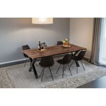 Esstisch Baumkante Holz-Optik Nussbaum 220 x 100 X-Gestell schwarz josy