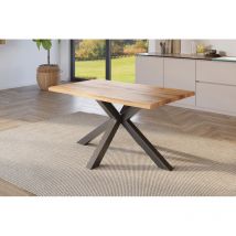 Esstisch Baumkante Holz-Optik Wildeiche 160 x 85 Spider-Gestell schwarz JULIUS