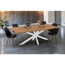 Esstisch Baumkante Holz-optik Wildeiche 220 X 100 Spider-gestell Weiß Josy