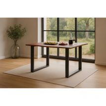 Esstisch Baumkante Massiv Akazie Kastanienfarben 120 X 80 Cm U-gestell Schwarz Roxana