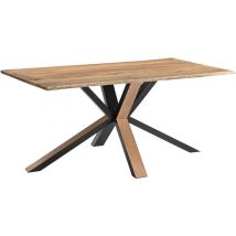 Esstisch Baumkante massiv Akazie natur 140 x 80 Metall Spider-Gestell schwarz außen Holz MIAMI