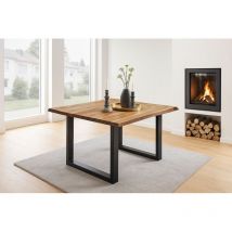 Esstisch Baumkante Massiv Akazie Natur 90 X 90 Schwarz Noah