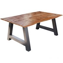 Esstisch Baumkante Massiv Mango naturfarben 160 x 85 silber A-Gestell dora